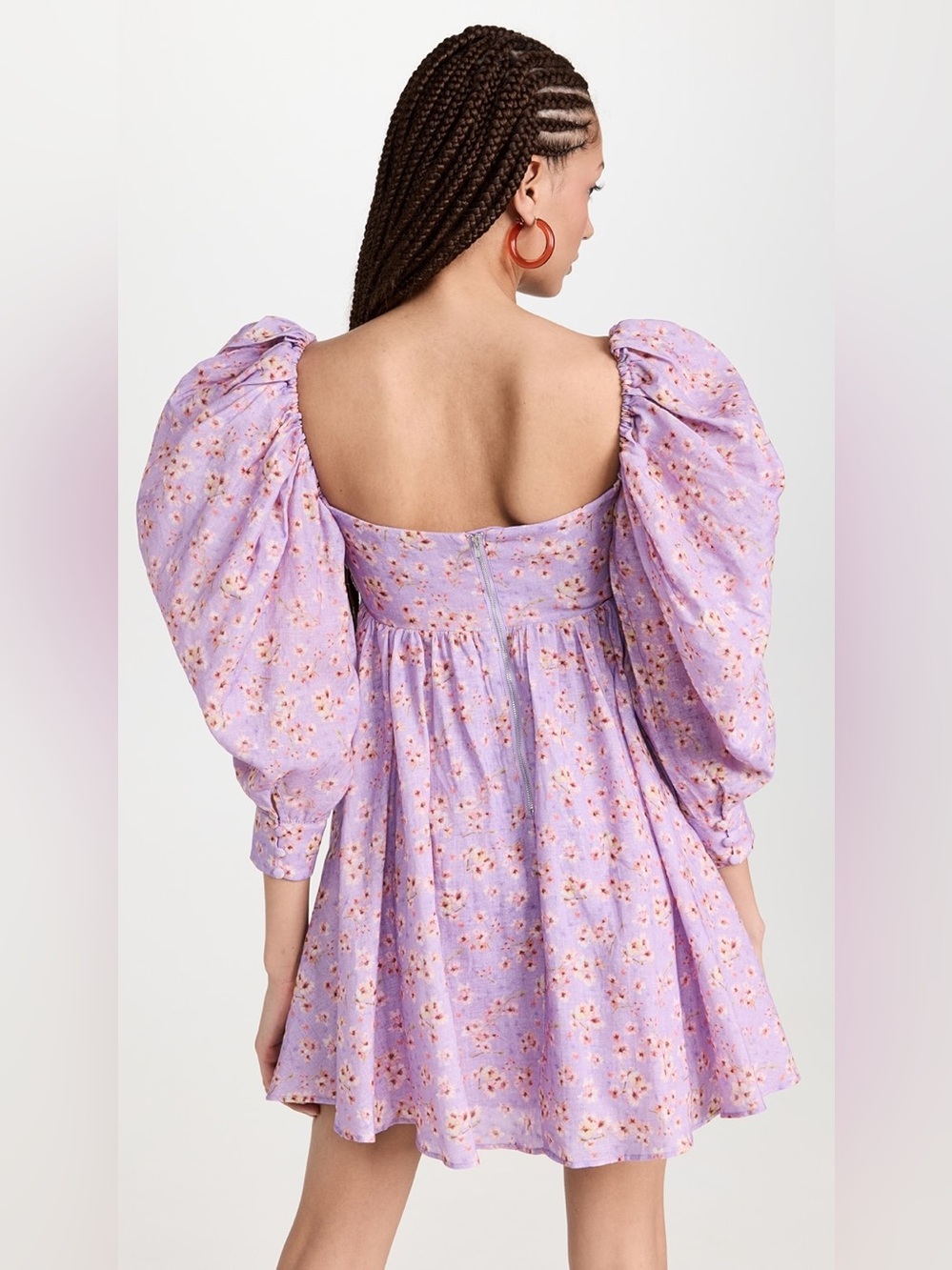 Bardot Lavender Puff Sleeve Floral Mini Dress - Picture 2 of 12